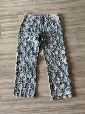 Textured Multi-Color Patchwork Jeans (36x32)